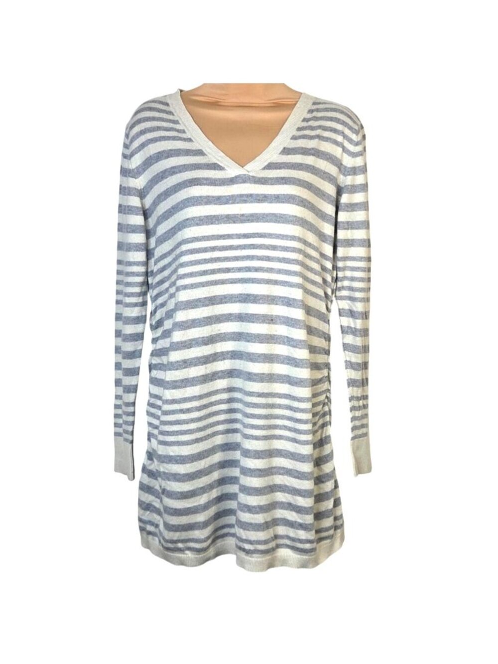 Liz Lange Maternity For Target Gray & White Striped V-Neck Long Sleeve Sweater X